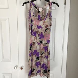 Parker Silk Floral Dress with Ruffle